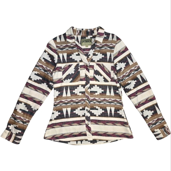 Outback Tribal Print Button-Up Shirt Size S - Picture 1 of 5